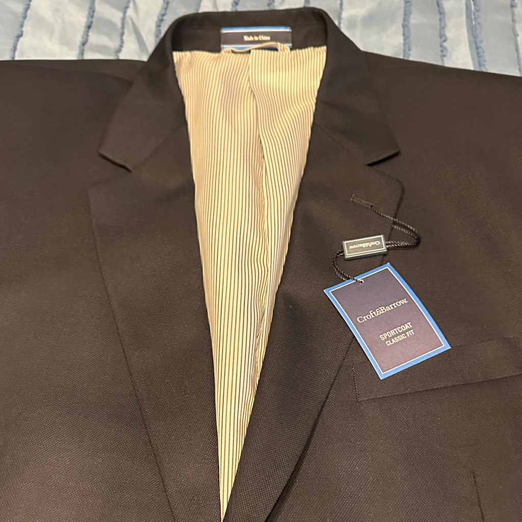 New With Tags Croft & Barrow Navy Blue Sportcoat With Striped Lining